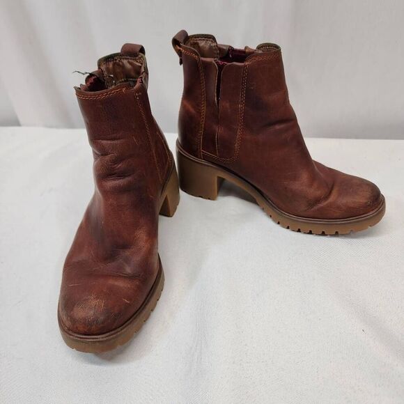 Timberland Women's 6 Averly Brown Leather Chelsea Boots Heeled - Picture 2 of 8